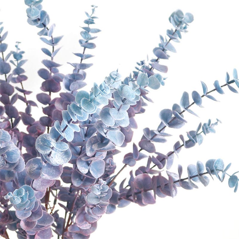 FuleHouzz 5 Pcs Soft Touch Artificial Eucalyptus Leaves Spray Fake Silver Dollar Greenery Stems for Home Wedding Floral Arrangement, Blue - Image 2